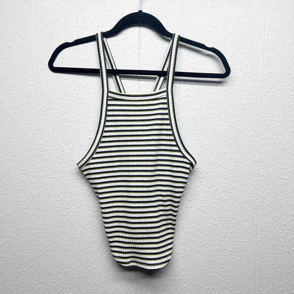 Anthropologie Striped Ribbed Coquette Strappy Women's Top Size Medium Stretch - Picture 1 of 11